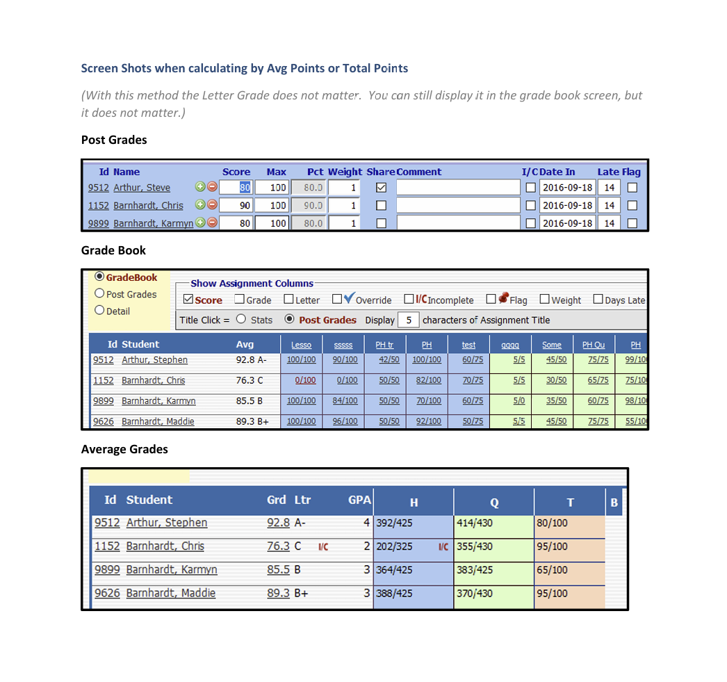 Grade Calculation Options & Formulas