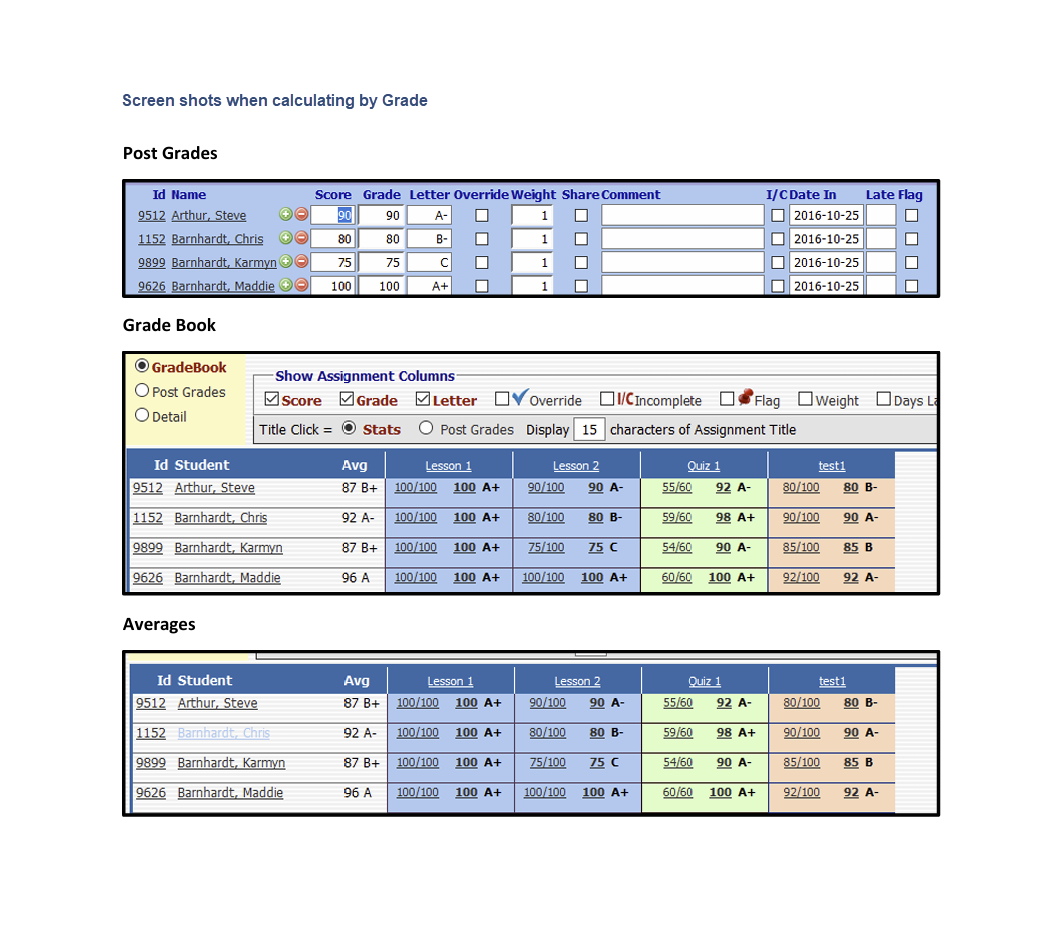 Grade Calculation Options & Formulas